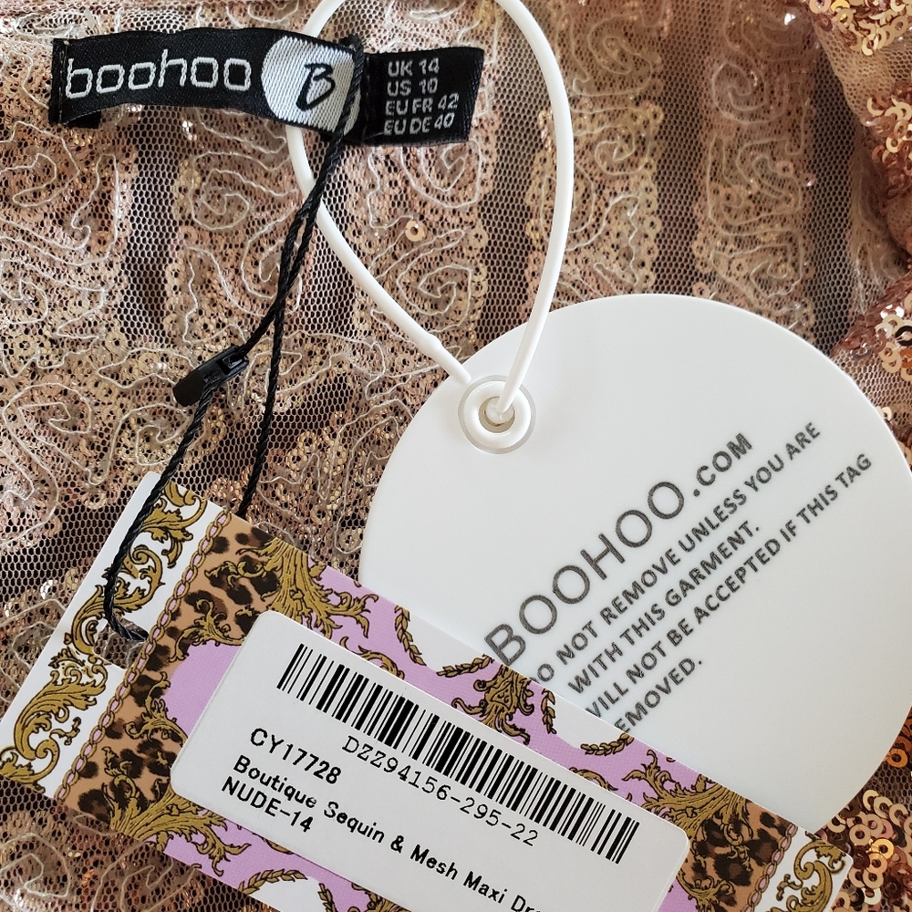 BOOHOO Sequin Long Sleeve Maxi Dress - Picture 3 of 5